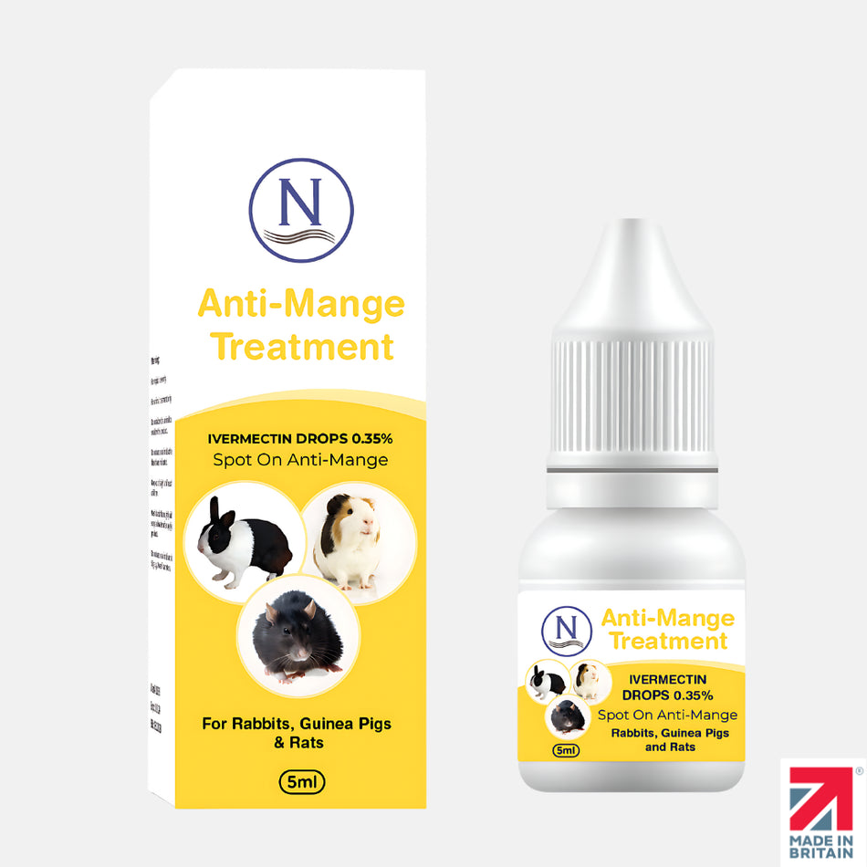 Anti-Mange Spot-On Rabbits & Guinea Pigs Ivermectin 5ml (50 Drops)