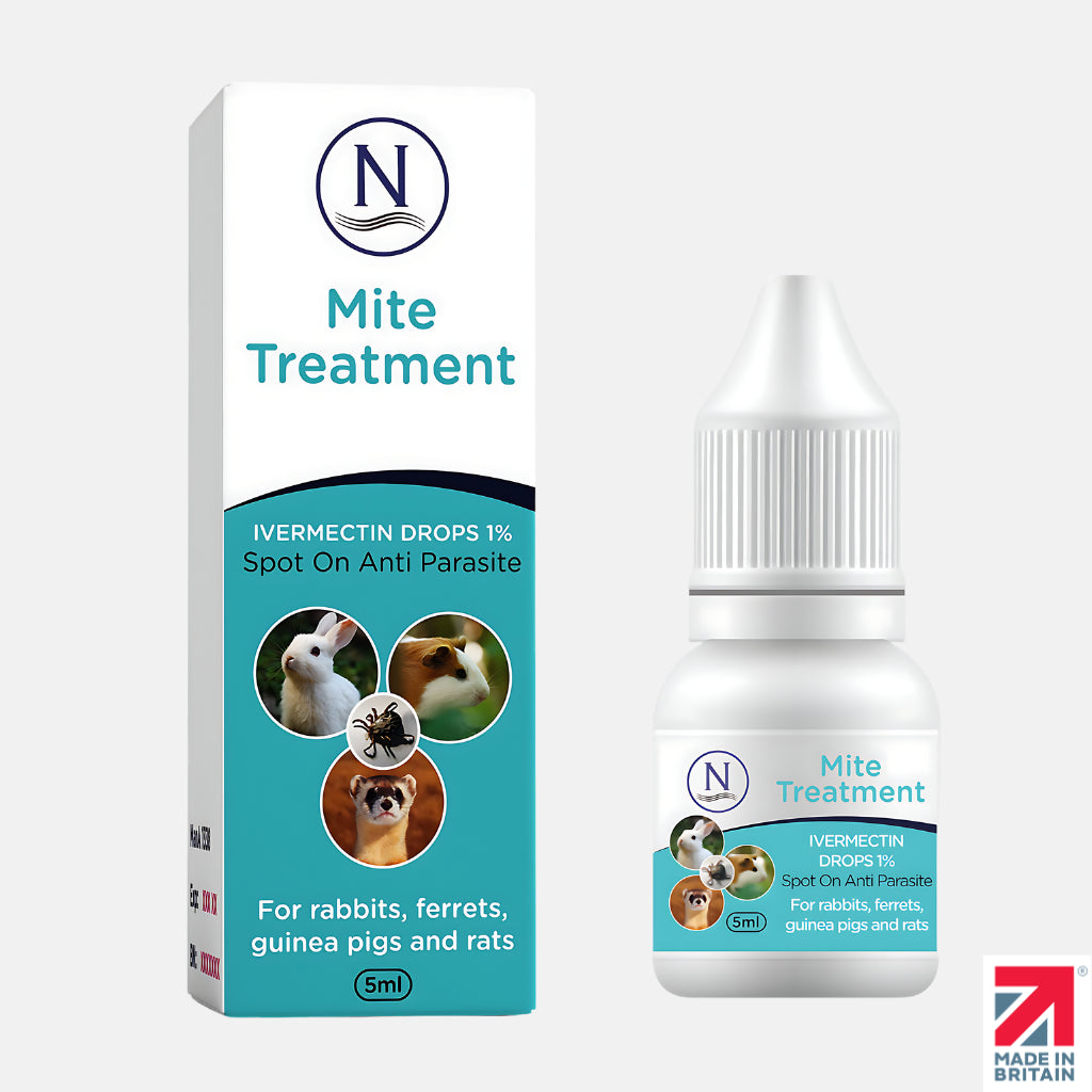 Naqua Mite Treatment Spot-On Rabbits, Guinea Pigs, Ferrets, Rats Ivermectin 5ml (50 Drops) 