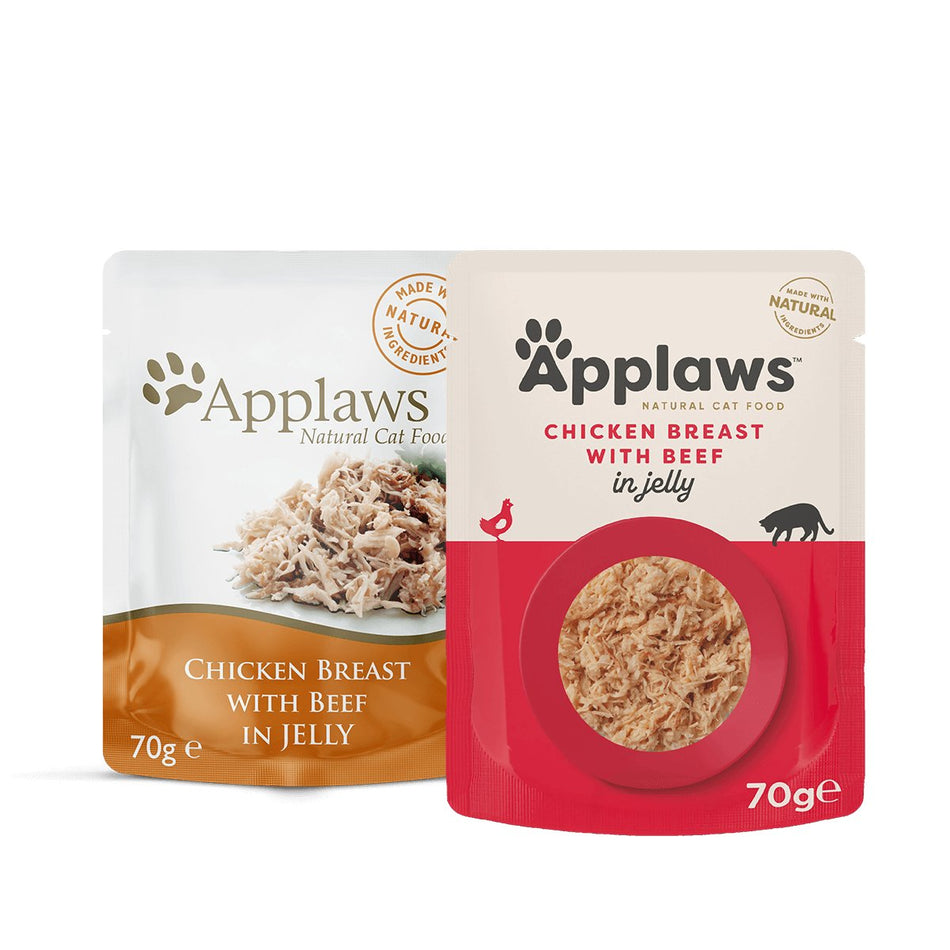 Applaws Chicken Breast with Beef in Jelly Cat Pouches 70g