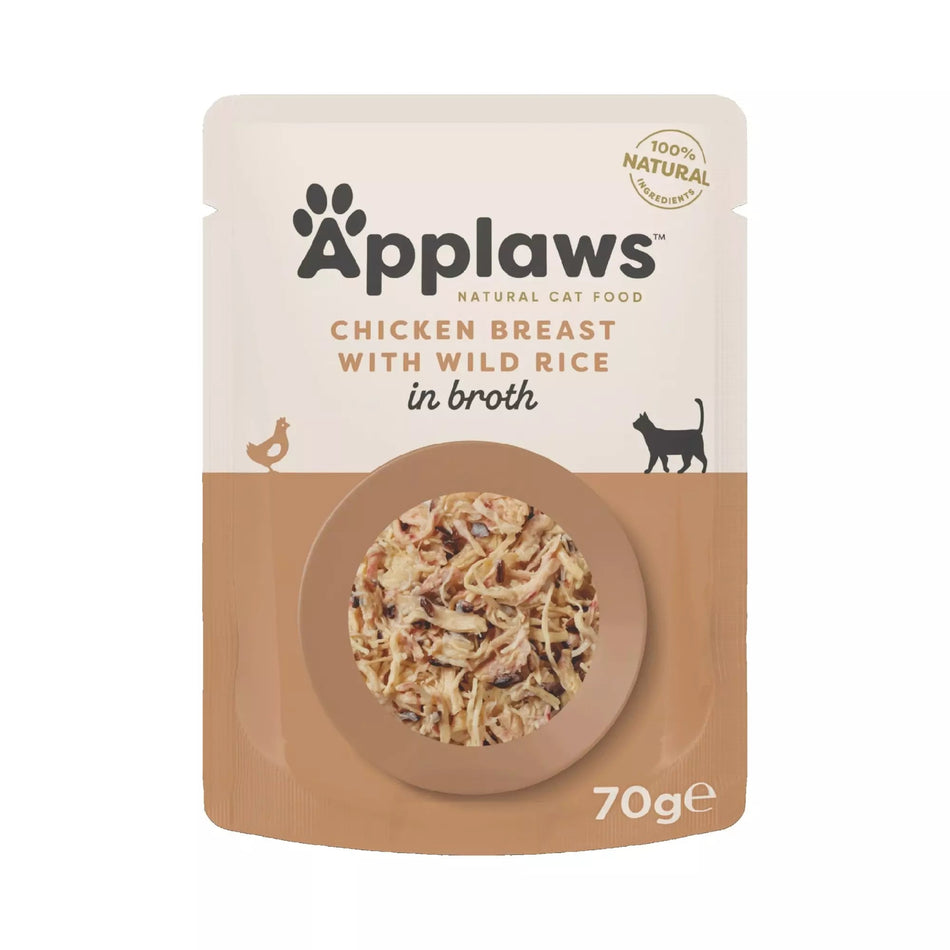 Applaws Chicken Breast with Rice in Broth Cat Pouches 70g