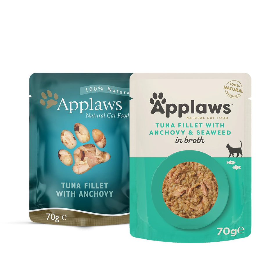 Applaws Tuna Fillet with Anchovy in Broth Cat Pouches 70g