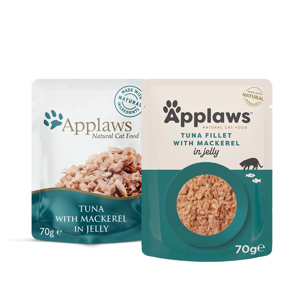 Applaws Tuna Fillet with Mackerel in Jelly Cat Pouches 70g