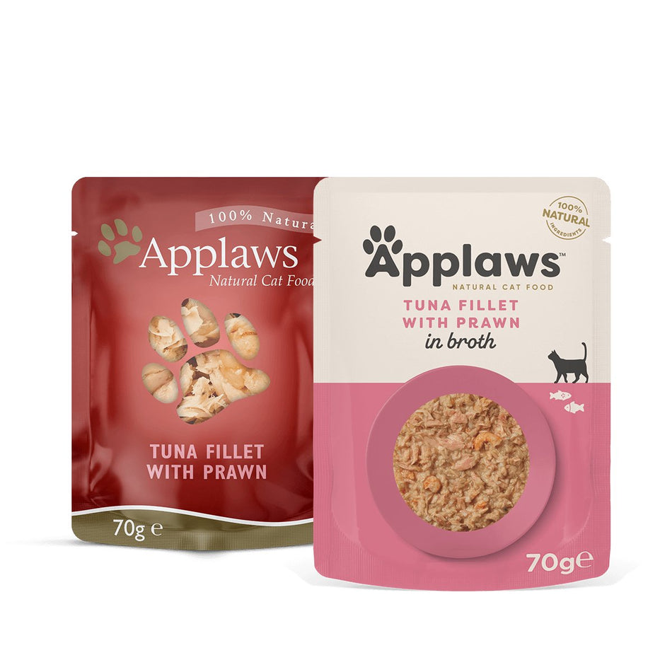 Applaws Tuna Fillet with Prawn in Broth Cat Pouches 70g