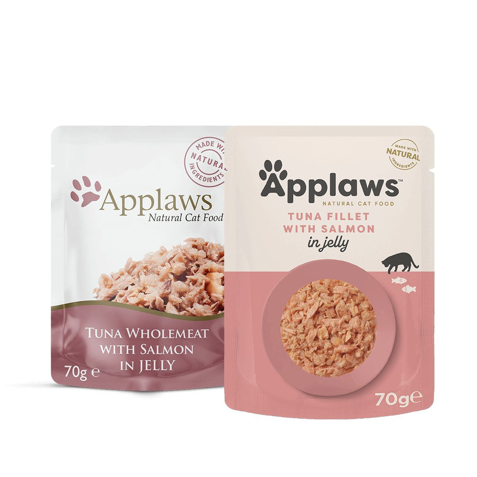 Applaws Tuna Fillet with Salmon in Jelly Cat Pouches 70g