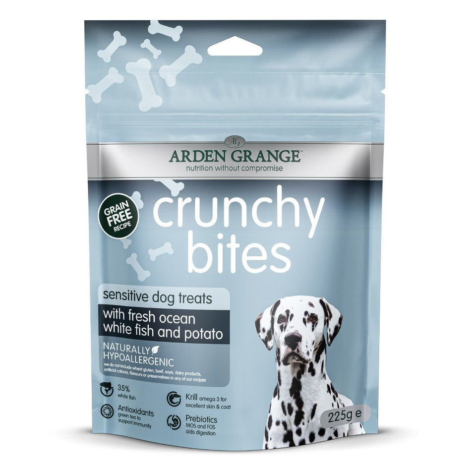 Arden Grange Crunchy Bites Sensitive with White Fish & Potato 225g