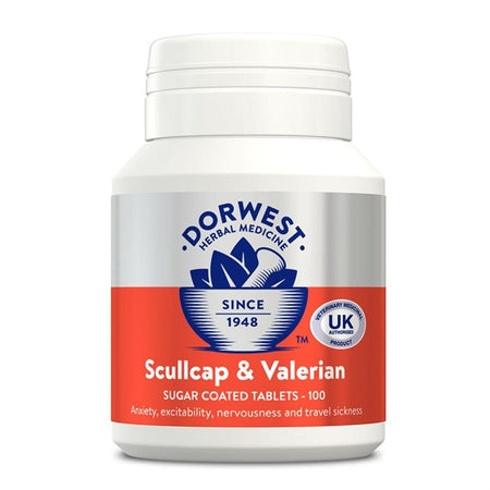 Dorwest Scullcap and Valerian Calming Tablets for Dogs and Cats