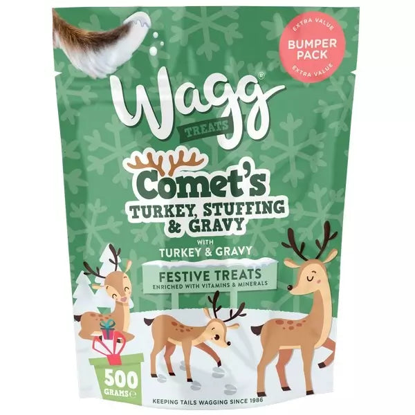 Wagg Comet's Turkey Stuffing and Gravy Festive Dog Treats 500g