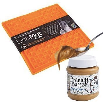 Lickimat Buddy + Tub of Peanut Butter For Dogs