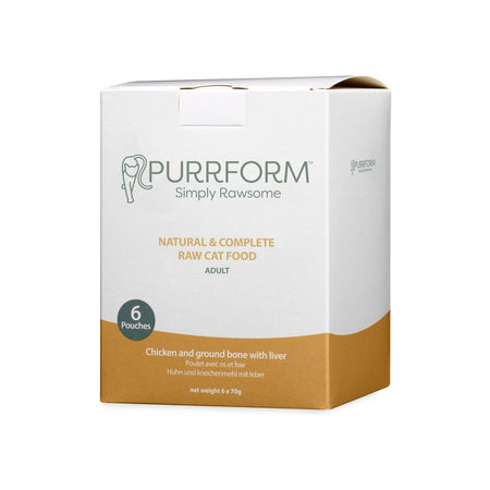 Purrform Chicken & Ground Bone with Liver 6x70g Pouch